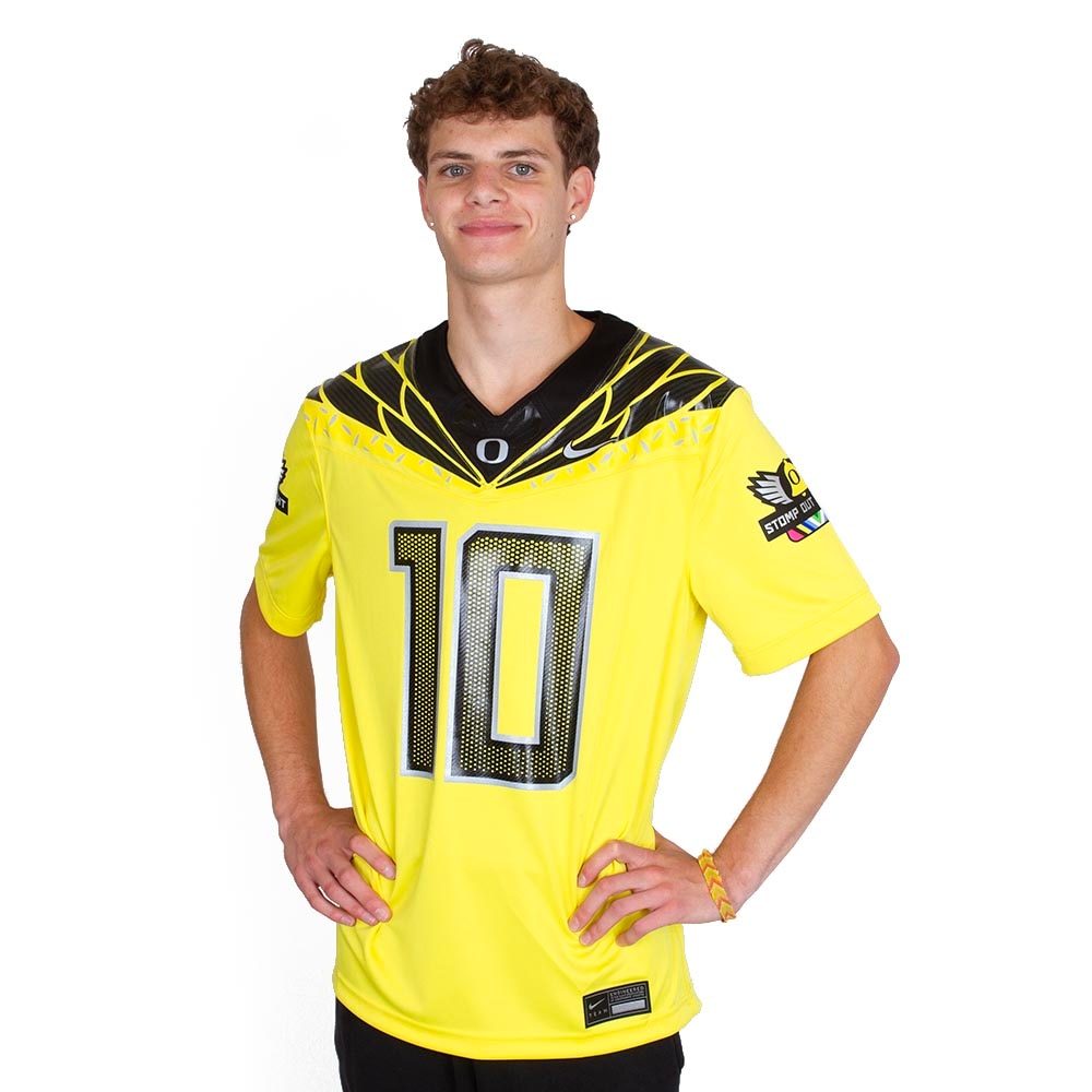 Classic Oregon O, Nike, Yellow, Jerseys, Polyester, Men, Football, Game Day, 2024, #10, Herbert, Ribbon, 843177